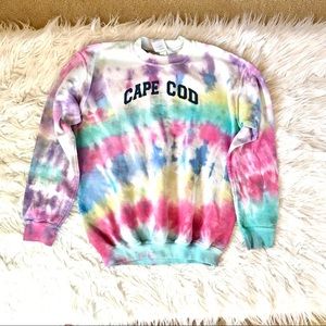 Gildan Rainbow Tie Dye Cape Cod Crew Sweatshirt